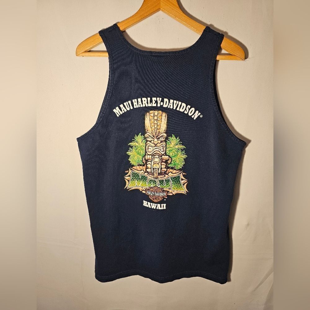 Maui Hawaii Harley Davidson Motorcycle Tank Top Tiki Large Sleeveless Graphic